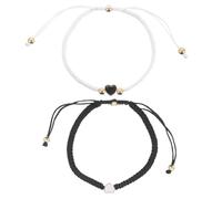 FRCOLOR 2pcs Heart Bracelets For Couples: Handmade Woven Rope Bracelets With Heart Design For Romantic Friendship Braided Rope Wristband
