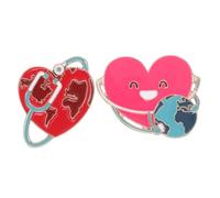 FRCOLOR 2pcs Heart Shaped Nurse Brooch Pin with Earth Globe Design Stylish Metal Stethoscope Badge for Women Medical Staff Promotes Environmental Awareness and Nursing Essentials