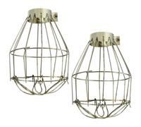 FRCOLOR 2pcs Industrial Iron Bulb Guard Wire Cage Lampshade Holders for Enamel Lights Easy Install Protective Pendant Lamp Guard for Bars Restaurants Coffee Shops