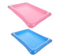FRCOLOR 2pcs Inflatable Pool Cooler Floating Tray for Drinks and Food Lightweight Water Float Accessory for Pool Parties Beverage and Ice Holder Blue and Rose Red