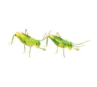 FRCOLOR 2pcs Iron Grasshopper Figurine, Decorative Simulation Grasshopper Iron Garden Decor, Green Polished Smooth Small Ornament for Bookshelves and Mantels