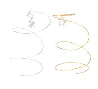 FRCOLOR 2pcs Iron Spiral Tree Cake Adornments Cupcake Topper Vivid Shape Hand-polished Smooth Surface Golden Silver Colors Handy Decoration for Holidays and Parties