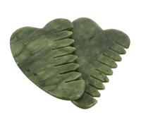 FRCOLOR 2pcs Jade Gua Sha Massage Comb Light Green Scalp Tool for Hair Care Facial Relaxation Ergonomic Design for Blood Flow Stress Relief