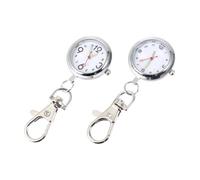 FRCOLOR 2pcs Key Buckle Pocket Watch for Women Nurses Stainless Steel | Silver Minimalist Fob Design, Precise Timing and Lightweight Build, for Professionals, Nurse's Day and Week