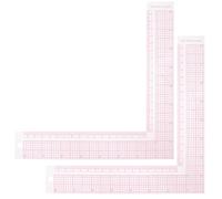 FRCOLOR 2pcs L-shaped Plastic Right Angle Sewing Rulers with Built-in Scale, Curved Tailor Measuring Tools for Garment Design and Sewing Supplies