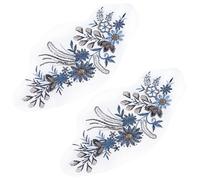 FRCOLOR 2pcs Large Blue Sequin Flower Embroidered Appliqué Patch with 3D Mesh Tulle Fabric for DIY Clothes Decorations, Jeans Embellishments, Sewing Craft Accessories