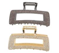 FRCOLOR 2pcs Large Rhinestone Crystal Hair Claw Clips Metal Jaw Clamps Non-slip Sparkly Barrettes for Women Updo Bun Styling Wedding Party Accessories