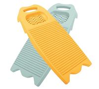 FRCOLOR 2Pcs Laundry Board with Soap Holder Hand Washing Tool for Clothes Cleaning Portable Non Slip Design for Home Washboard Durable Material Yellow Light Blue