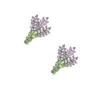 FRCOLOR 2pcs Lavender Flower Brooch Pin with Rhinestone Detail Elegant Decorative Lapel Pin for Women and Accessory for Dresses Hats and Suits