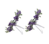 FRCOLOR 2pcs Lavender Flower Crown Headbands Deep Purple Floral Wreath Lightweight Comfortable Wedding Bridal Hair Accessories for Women Beach Vacation Photoshoot