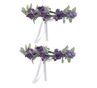 FRCOLOR 2pcs Lavender Wreath Headband Purple Flower Headband Women Floral Headwear for Wedding