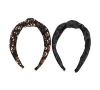 FRCOLOR 2pcs Leopard Print Wide Knot Headband Wrapped Hair Band Headdress Headwear for Fall Winter