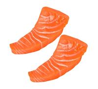 FRCOLOR 2pcs Lifelike Salmon Slices Food Model Artificial Fish Simulation Prop for Kitchen Restaurant Photography Display