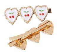 FRCOLOR 2pcs Love Hairpin Women Hair Clip Girls Hair Barrettes Heart Strabbery Pattern Accessories