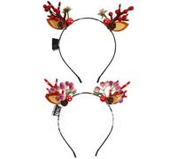 FRCOLOR 2pcs Luminous Antler Headbands Christmas Hair Accessories Reindeer Glow Headdress Party Cosplay Festival Decoration for Women