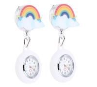 FRCOLOR 2Pcs Luminous Nurse Clip-On Pocket Watch, Waterproof Washable Cover, Large Dial Design, Silicone Portable Fob Watch for Emergency Service Accessories