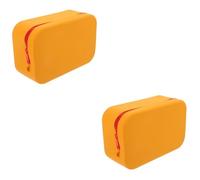 FRCOLOR 2pcs Makeup Case Silicone Pouch Large Capacity Travel Makeup Bag Toiletry Bag Zipper Brush Case