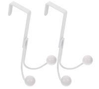 FRCOLOR 2pcs Matte White Over-The-Door Hooks Double-Headed Iron Coat Hangers Multi-Functional Door Back Organizer Hooks for Bedroom Bathroom Clothes Towels Robes Random Color