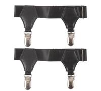 FRCOLOR 2Pcs Men's Sock Garters with Non-Slip Double Duckbill Clamps, Adjustable Elastic Thigh High Sock Suspenders for Various Occasions
