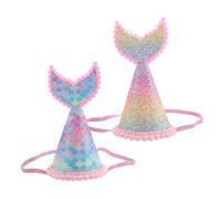 FRCOLOR 2pcs Mermaid Birthday Party Hats for Boys Adults Glitter Photo Props with Scales Material Charming Design for Festival Celebration and Wedding Decorations