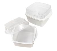 FRCOLOR 2pcs Microwave Vegetable Steamer Microwave Steam Cooking Bowl 6.48x4.72x3.93in Space-saving Stackable Design Freezer Safe Container for Small Family Kitchens