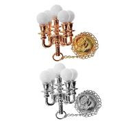 FRCOLOR 2pcs Mini Ceiling Lamps for Dollhouse Decorative Miniature Hanging Pendant Lights Gold and Silver Realistic Mini House Accessories Compact Doll Furniture for Playroom and House