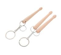 FRCOLOR 2pcs Mini Drum Sticks Keychain Drumstick Shaped Keyring Drum Mallets Accessories for Musicians