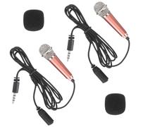 FRCOLOR 2pcs Mini Microphone Set Portable Tiny Mic for Phone Recording 3.5mm Compact Design Suitable for Karaoke and Mobile Devices