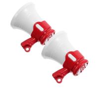 FRCOLOR 2pcs Mini Toy Megaphone Keychains for Kids, Portable Handheld Speaker Horn in Red, Creative Sound Amplifier for Birthday Party, Backpack, Teacher