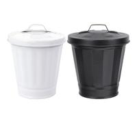 FRCOLOR 2pcs Mini Trash Can Flower Pot Rounded Edges Galvanized Iron Large Opening Lightweight Desktop Garbage Bin for Countertop Storage Room