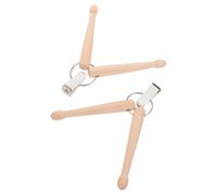 FRCOLOR 2pcs Mini Wood Drumstick Keychain Portable Music Percussion Keyrings for Drummers Compact Gift Accessory for Musicians and Percussion Lovers