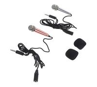 FRCOLOR 2pcs Miniature Microphones Portable Wired Mini Mics for Phone Laptop Notebook Suitable for Singing and Interviewing Alloy Material for Live-streaming and Outdoor Singing