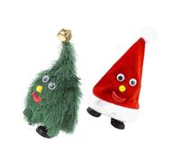 FRCOLOR 2pcs Musical Rotating Christmas Tree and Swinging Holiday Hat Plush Animated Walking and Swaying Santa Hat Decoration for Homes Schools Offices Festive Holiday Entertainment