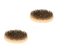 FRCOLOR 2pcs Natural Boar Bristle Beard Brush Stiff Mustache Shaving Tool for Men Pocket Bristle Brush for Facial Hair Care