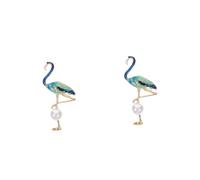 FRCOLOR 2pcs Pearl Flamingo Brooch Pin Alloy Lapel Pin for Women Wedding Party Anniversary Graduation Durable Fashion Accessory Gift