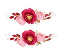 FRCOLOR 2PCS Peony Flower Wedding Bridal Hair Piece Rhinestone Pearl Headband Vintage Style Hair Vine for Women Comfortable and Elegant Wedding