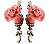 FRCOLOR 2pcs Pink Ceramic Vintage Cabinet Handle Bar with Rose Shape, Smooth the Touch, Sturdy Without Fading, for Home Wine Cabinets and Wardrobes