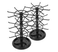 FRCOLOR 2pcs Plastic Jewelry Holder Rotating Display Stand 3 Tiers Black Sleek Multifunctional Design Space-saving Organizer for Store and Tabletop