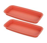FRCOLOR 2pcs Plastic Rectangular Plant Plate Trays for Flower Pots, Orange Plant Dish with Leak-proof Design to Keep Area Clean and Prevent Water and Soil Flow, for Windows and Outdoors