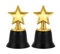 FRCOLOR 2pcs Plastic Star Trophy Award for School Sports Competitions and Celebrations, Unique Elegant Design, Versatile Use for Students, Party Favors and Winning Prizes