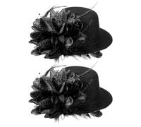 FRCOLOR 2pcs Plumed Top Hat Hair Clip Small Top Hat Hair Clips Mini Fascinator Feathered Decorative Mini for Cocktail Tea Party Accessories for Year Girls Costume Headwear