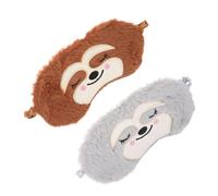 FRCOLOR 2pcs Plush Blackout Sleep Masks with Adjustable Elastic Strap Soft Breathable Eye Covers for Women Men Cozy Cartoon Animal Design for Restful Night and Travel Use
