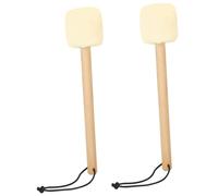 FRCOLOR 2pcs Plush Head Bass Drum Mallets Wooden Handle Percussion Drumsticks for Beginners and Professionals for Children and Adult Drumming