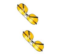 FRCOLOR 2pcs Polarized Night Driving Glasses for Men Metal Frame Anti-glare Sunglasses with Enhanced Clarity and Eye Protection