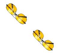 FRCOLOR 2pcs Polarized Night Driving Glasses with Metal Frame Protection Anti-glare Sunglasses for Men Women Clarity Reduce Glare Safe Driving