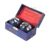 FRCOLOR 2pcs Portable Finger Exercise Balls Baoding Hand Massage Balls with Solid Bearings for Muscle Strengthening and Stress Relief in Elegant Brocade Box for Hand Therapy and Fitness