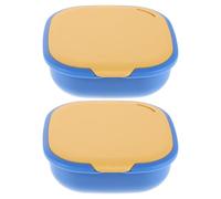 FRCOLOR 2Pcs Portable Orthodontic Retainer Case with Magnetic Closure and Mirror, Retainer Organizer Box for Travel, Yellow and Blue Invisible Aligner Storage Container