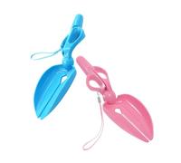 FRCOLOR 2pcs Portable Pet Poop Scooper Clip with Scissor Design, Lightweight Waste Picking Tool for Dog Poop Pickup in Yard and Garden, Pink and Blue