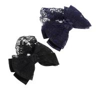 FRCOLOR 2pcs Professional Hair Bun Net for Women Lace Bow Ballet Hair Nets Set for Dance Nurse Bank Hotel Work in Blue and Black