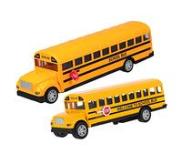 FRCOLOR 2pcs Pull Back School Bus for Ages Alloy Simulation Bus Models with Openable Doors Lightweight for Indoor and Outdoor Play